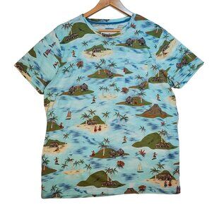 Levi’s 2XL Tropical Island Graphic Tee Blue Hawaiian All Over Print Shirt